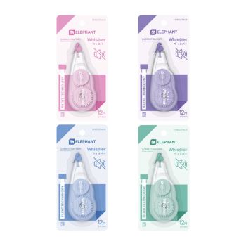 เทปลบคำผิด ตราช้างรุ่น วิสเปอร์ 5มม. x 12ม. คละสี