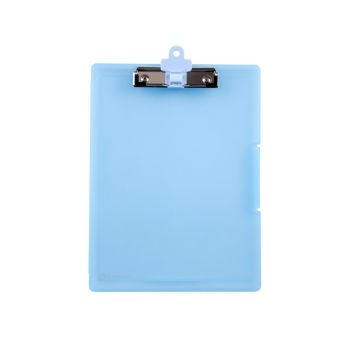 แฟ้มกล่องพลาสติกพร้อมคลิปบอร์ดตราช้าง A4 สูง 2ซม. สีฟ้า