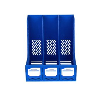 กล่องเอกสารพลาสติก 3 ช่อง ตราช้าง สีน้ำเงิน