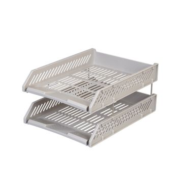 ตราช้างถาดเอกสารพลาสติก 2 ชั้น เทา