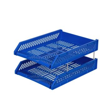 ตราช้างถาดเอกสารพลาสติก 2 ชั้น น้ำเงิน