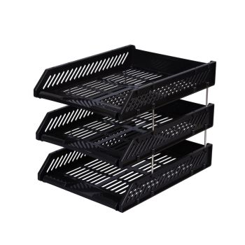 ตราช้างถาดเอกสารพลาสติก 3 ชั้น ดำ