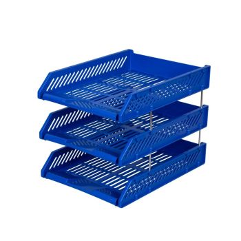 ตราช้างถาดเอกสารพลาสติก 3 ชั้น น้ำเงิน