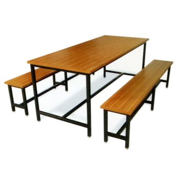 ชุดโต๊ะโรงอาหาร+ม้านั่งหน้าลายไม้ โตไก DF2(2 benches)