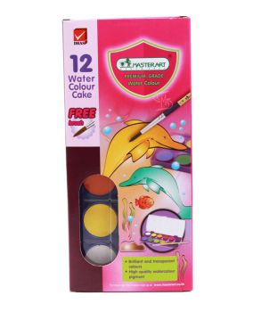 สีน้ำก้อน 12 สี มาสเตอร์อาร์ต (กล่องพลาสติก)