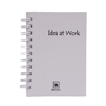 สมุดบันทึกปกแข็งริมลวดขนาด A6 สีเทา ตราช้าง WHC-203