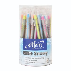 ปากกาลูกลื่น เอลเฟ่น Liso Snowy หมึกน้ำเงิน (คละสี) (กระบอก 50 แท่ง)