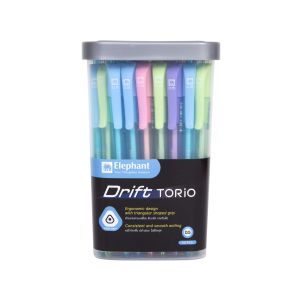 ปากกาลูกลื่น ตราช้าง Drift Torio หมึกน้ำเงิน (คละสี) (กระบอก 50 ด้าม)