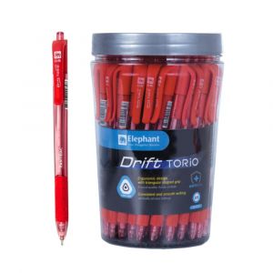 ปากกาลูกลื่น 0.5มม. ตราช้าง Drift Torio หมึกสีแดง (กระบอก 50 ด้าม)