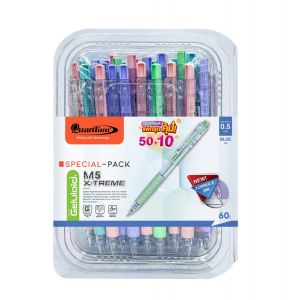 ปากกาลูกลื่น 0.5มม. Quantum M5 X-treme หมึกสีน้ำเงิน ด้ามคละสี (50+10ด้าม/กระบอก)