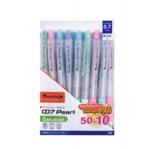 ปากกาลูกลื่น 0.7มม. Quantum 007 Pearl หมึกน้ำเงินคละสี (50ฟรี10ด้าม/กระบอก)