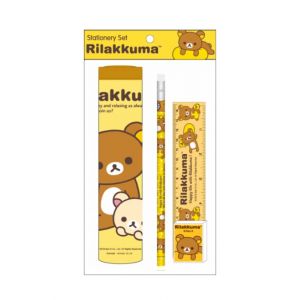 ชุดเซ็ทเครื่องเขียน Rilakkuma - 018 (กระบอกใส่ดินสอ, ดินสอไม้x1, ยางลบดินสอ, ไม้บรรทัด 15cm)