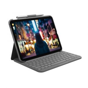 เคสคีย์บอร์ด Logitech Slim Folio สำหรับ iPad เจน 10 สีเทาออกซ์ฟอร์ด